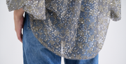 “Silver Garland銀霜花環”法國銀葉刺繡工藝蕾絲羊腿袖襯衫