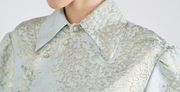 “Golden Trace 金箔花跡”義大利花影真絲緹花輕國風上衣