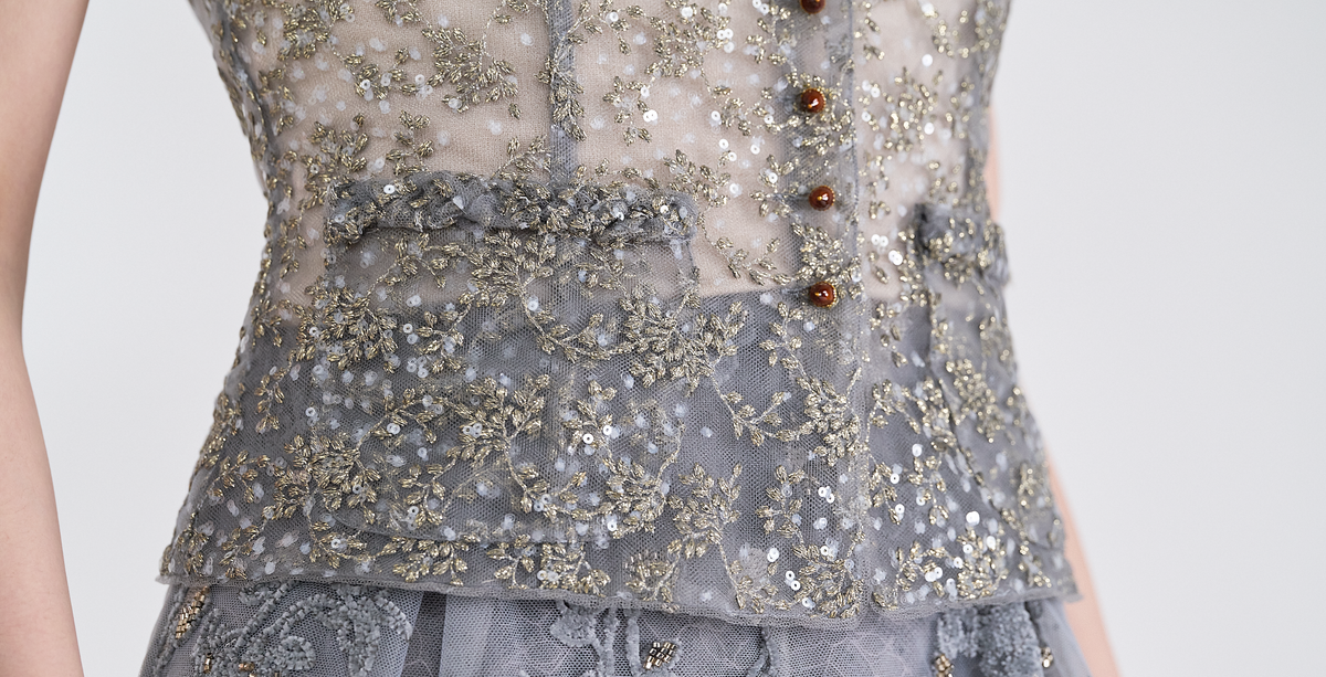 “Silver Garland銀霜花環”法國銀葉刺繡工藝蕾絲背心