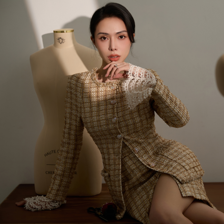 "Sloane Ave." 法國頂級縷金工藝花呢及膝褲裙—Versailles Chanson凡爾賽香頌