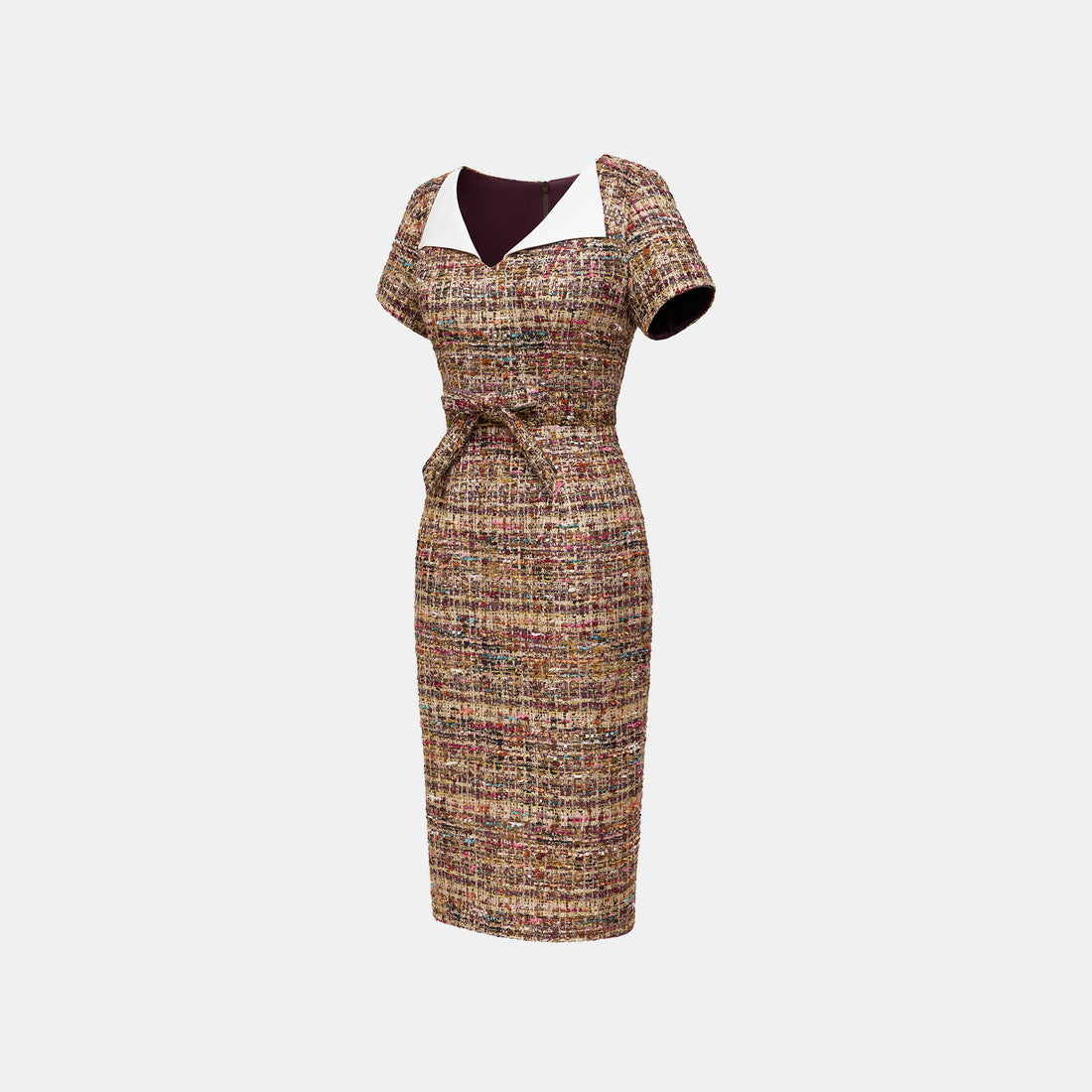 "Arcade of CherJoy Atelier."法國彩緞縷金線藝花呢立體剪裁抽繩洋裝—Floral Allure花韻傾城