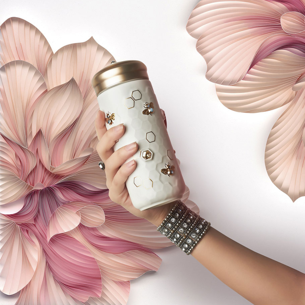 乾唐軒 吉星大豐收鎏金水晶隨身杯 ─ 牙白金