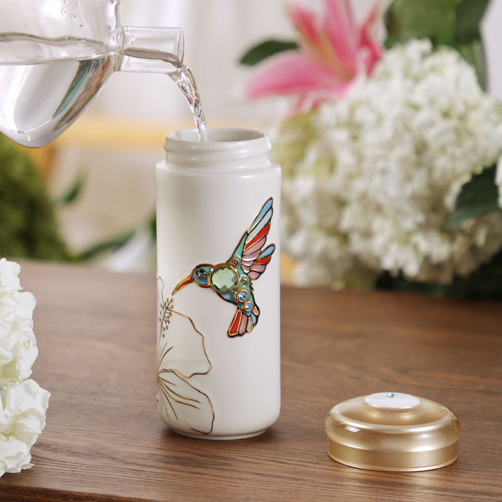 乾唐軒 吉星蜂鳥彩金水晶隨身杯 ─ 白彩金