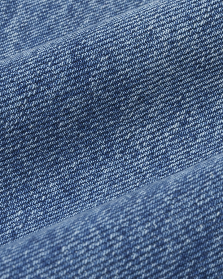"Easy-Go Chic"義大利高腰刷色棉質牛仔寬褲—Sunday Blue週日藍調