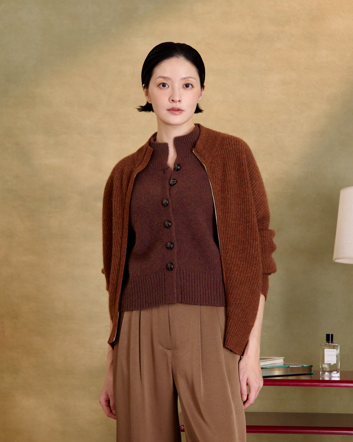 “柔軟偏愛 A Soft Spot • 泰迪棕 Teddy Brown” 100% Cashmere 絨柔細針針織外套 (Yarn by Loro Piana)