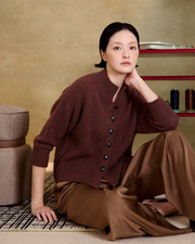 “柔軟偏愛 A Soft Spot • 泰迪棕 Teddy Brown” 100% Cashmere 絨柔細針針織外套 (Yarn by Loro Piana)