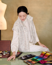 “浮光入畫 Reflections in Paint” 瑞士高級訂製繪藝彩片環保皮草國風馬甲