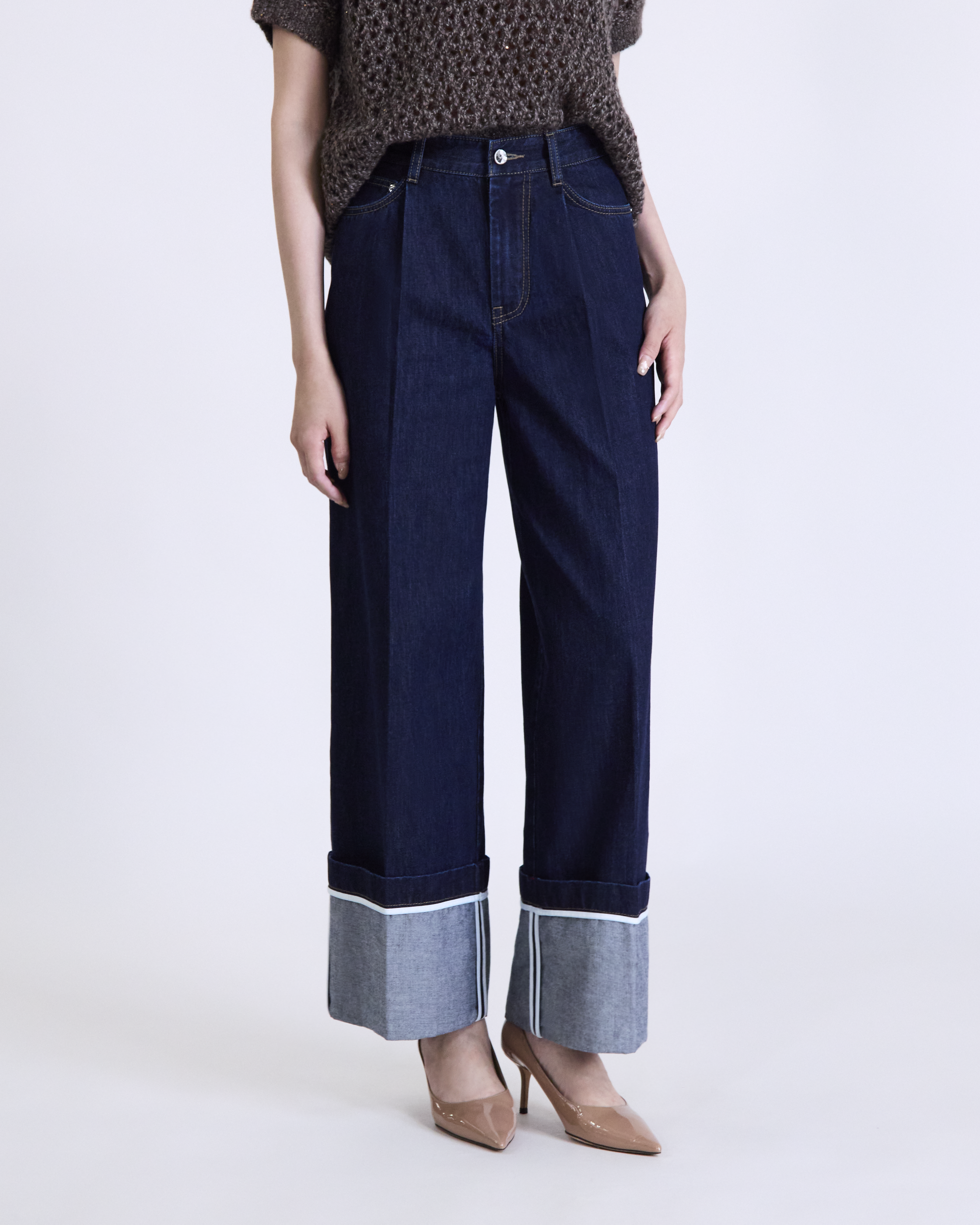 “偷偷放個假 A Little Escape • 單寧藍 Denim Blue” 日本頂級單寧高腰反摺牛仔褲 2
