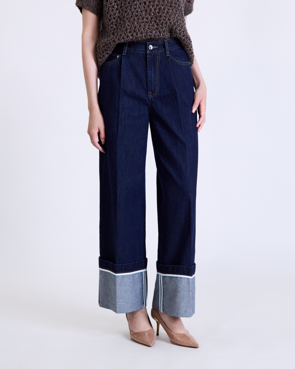 “偷偷放個假 A Little Escape • 單寧藍 Denim Blue” 日本頂級單寧高腰反摺牛仔褲 2