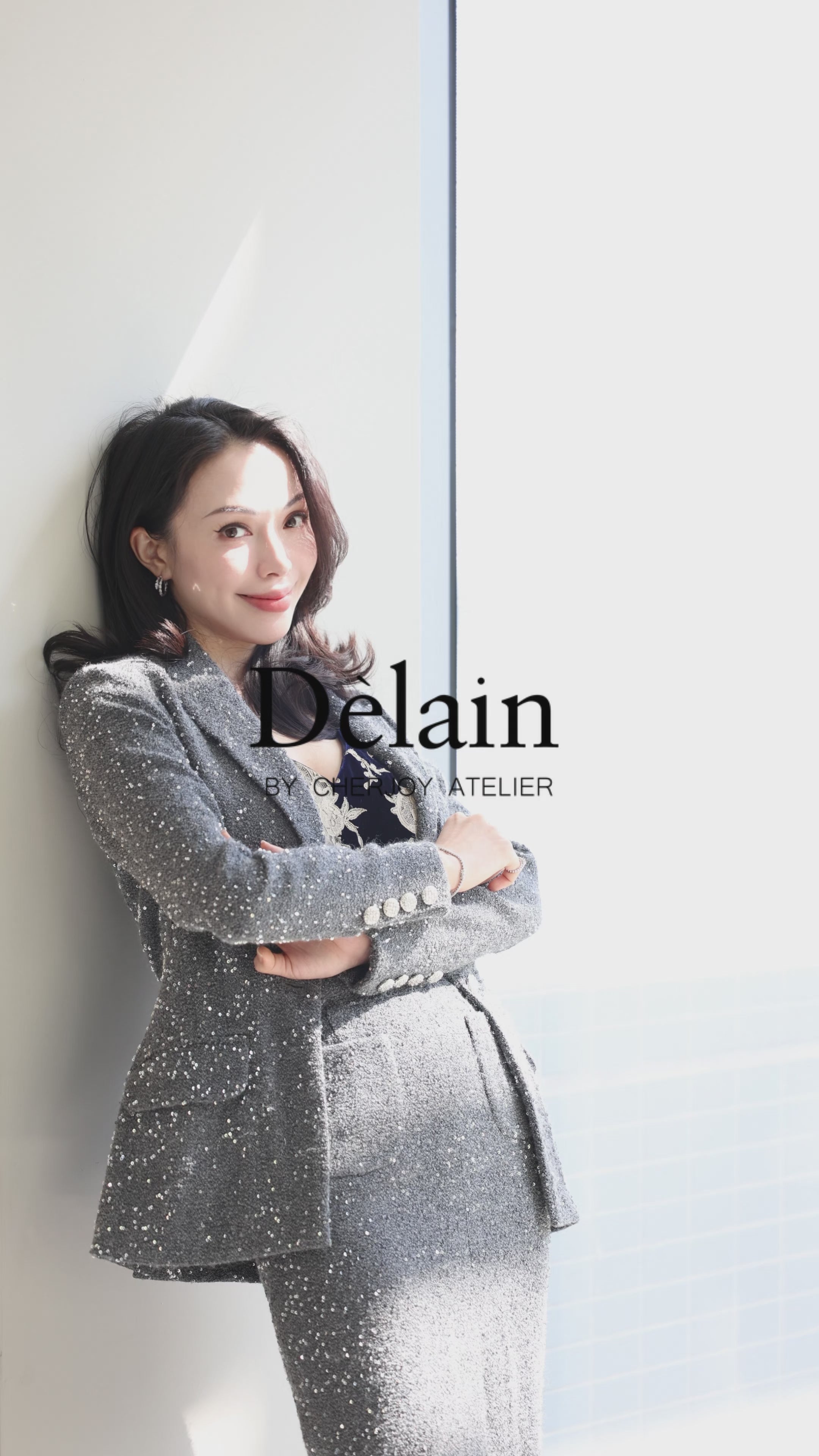 "Westminster Weekdays"義大利細緻紗粒肌理亮片花呢oversized西裝外套—Stellar Rain銀河鑽雨