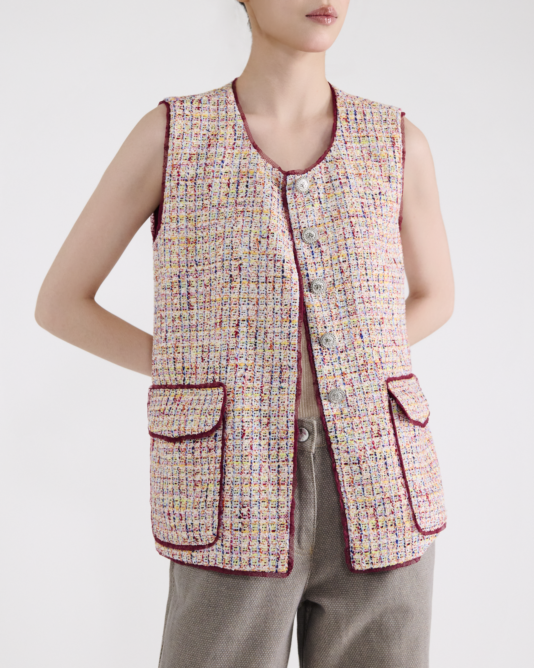 “Brunch at Ritz”法國夏日輕薄彩織花呢背心—Bellini Sunset貝里尼晚霞