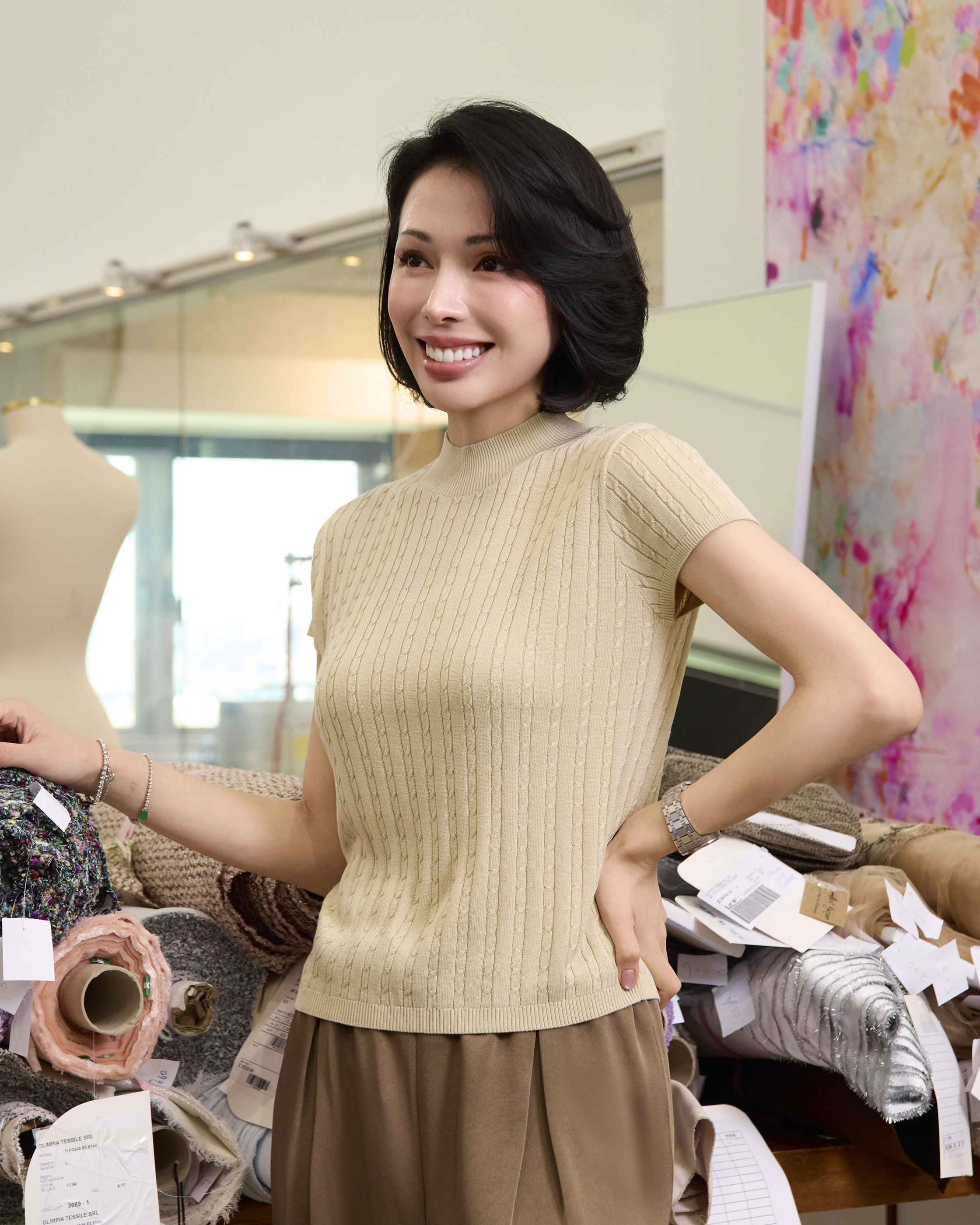 “Pure & Soft”100% 真絲麻花薄織上衣 (Yarn by Loro Piana)—Bergamot佛手柑香