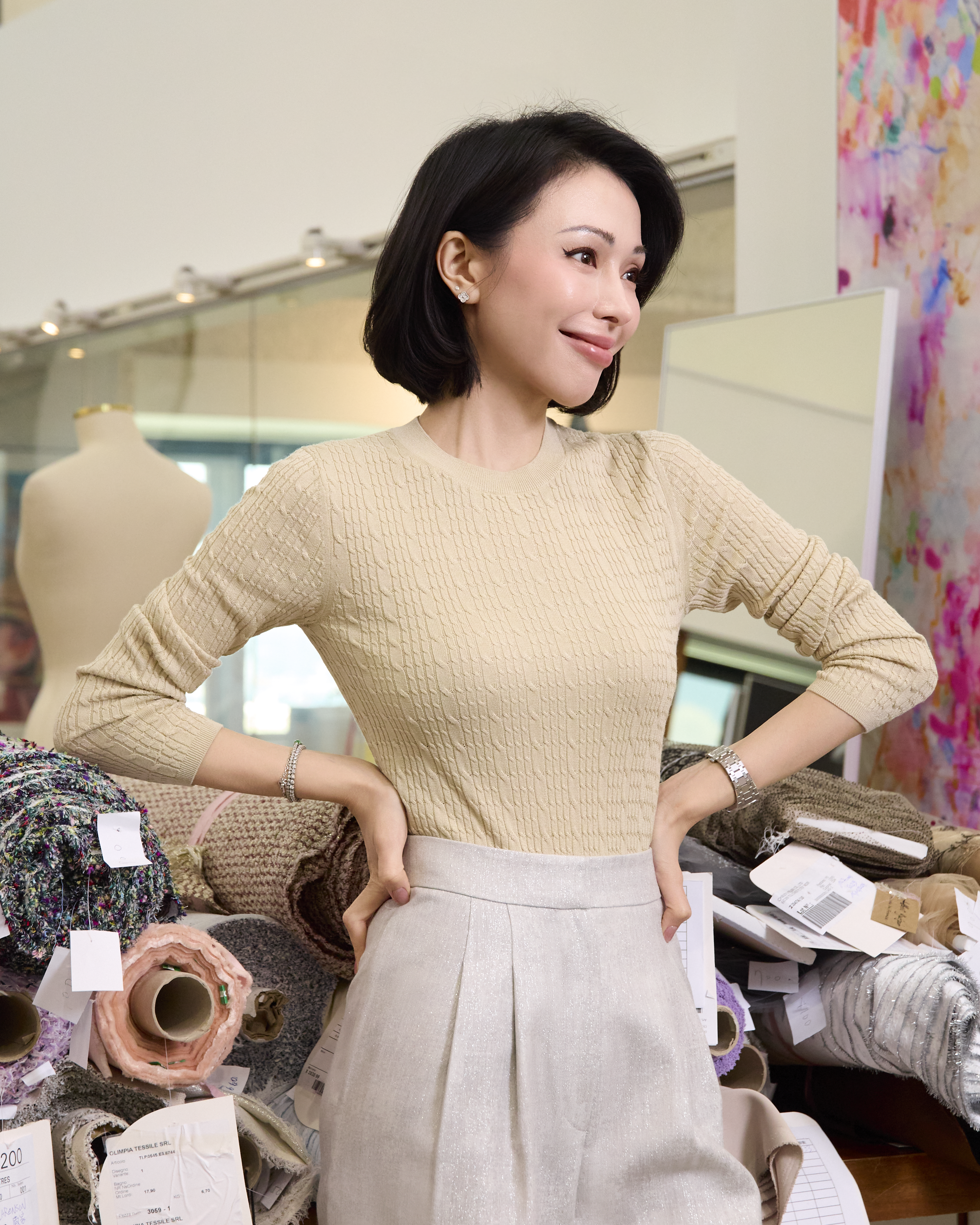 “Pure & Soft”100% 真絲立體麻花薄織上衣 (Yarn by Loro Piana)—Bergamot佛手柑香